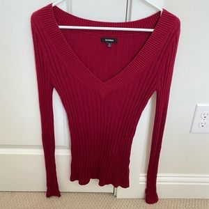 Dark red v-neck sweater